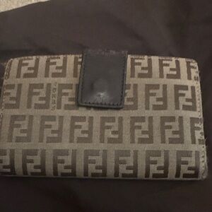 Vintage Fendi Brown Monogram Zucchino print Wallet with coin snap